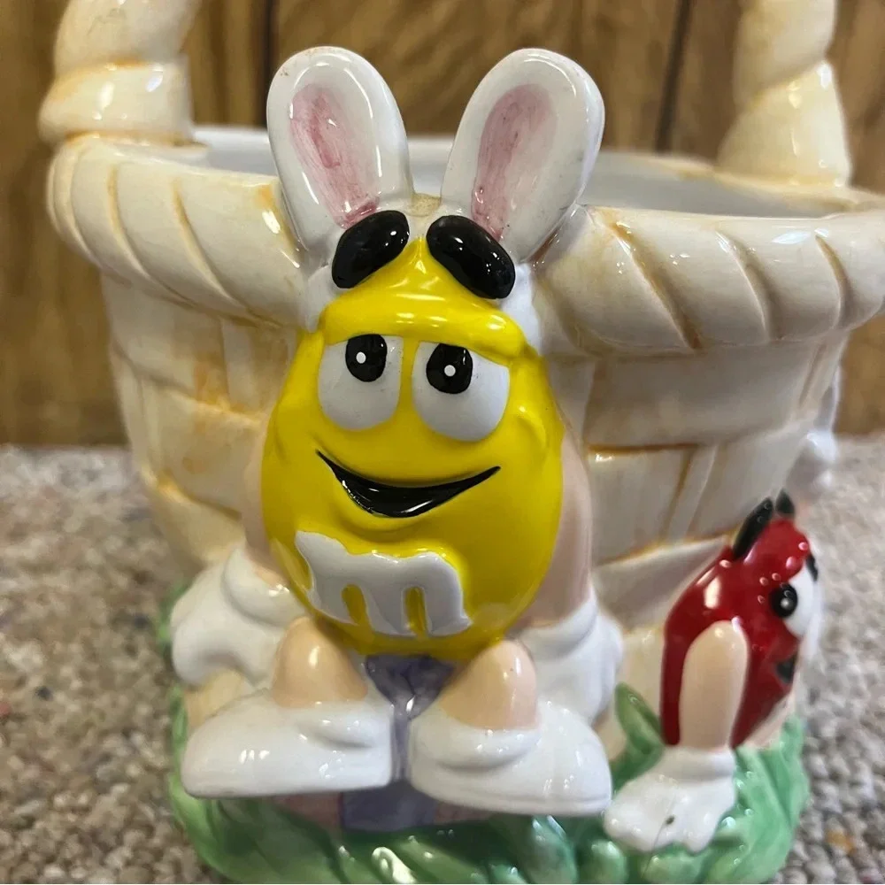 Collectible M&M Ceramic Easter Basket Flower Pot- Vintage- Mars Candy